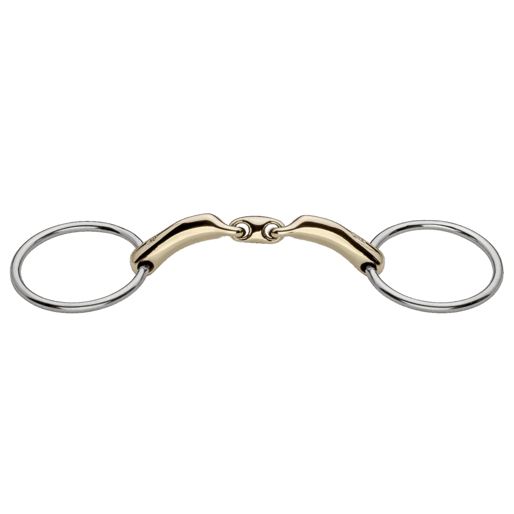 Herm Sprenger Novocontact Loose-Ring Snaffle Bit 14 mm Sensogan – Double-Jointed, 70 mm SS Rings