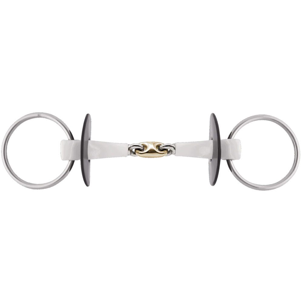 NATHE Loose-Ring Snaffle Bit 20 mm – Double-Jointed, Sensogan Middle Link, 70 mm Rings