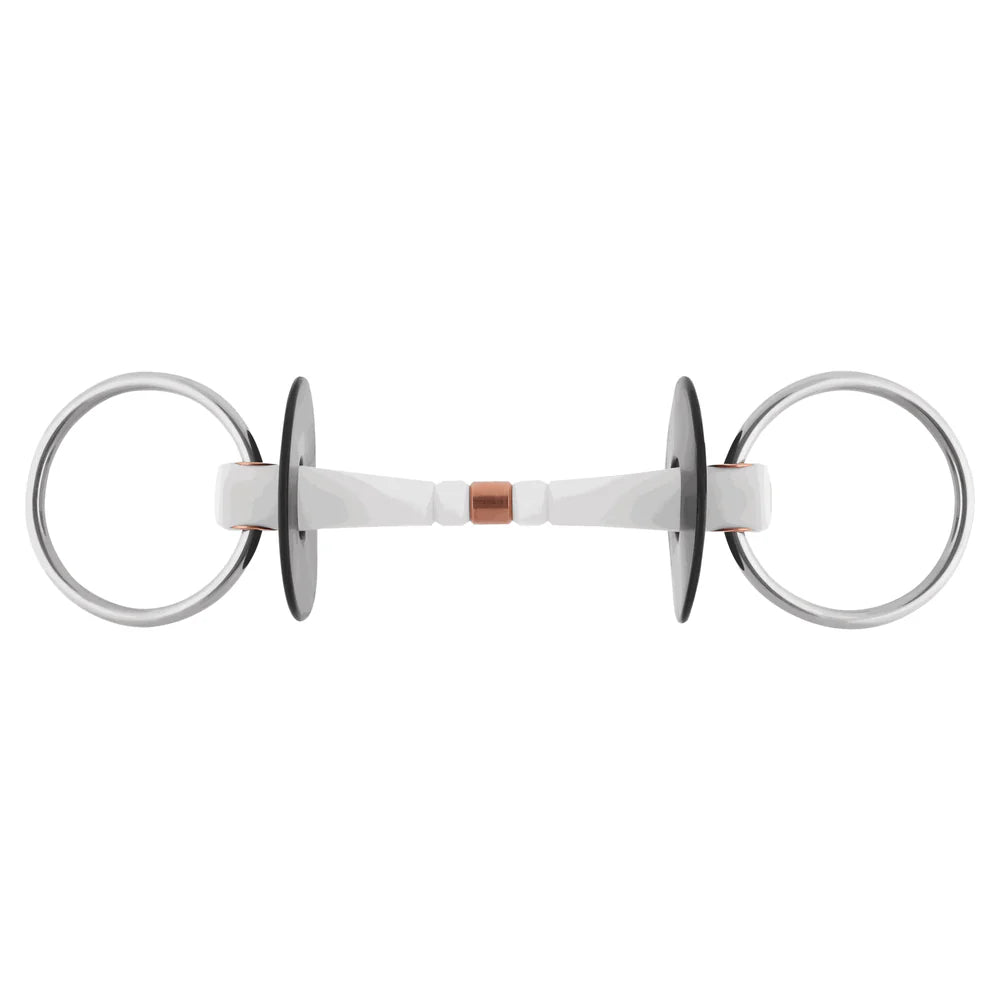 NATHE Loose-Ring Snaffle Bit 20 mm – Flex Mouth, Copper Middle Link, 70 mm Rings