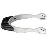 Herm Sprenger FairRider Spurs – 20mm Flat Neck, Silver Aluminum with Black Neck
