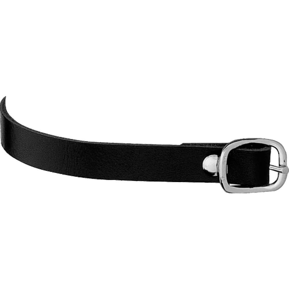 HS SPUR STRAPS LEATHER BLACK 45CM - WITH CHROME-PLATED STEEL BUCKLE