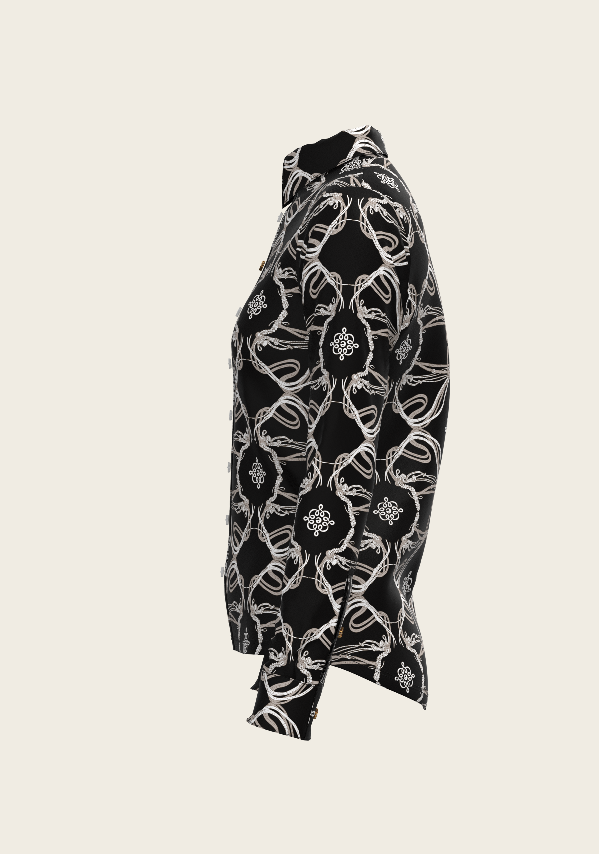 Roped Bridles on Black Ladies Button Equestrian Shirt