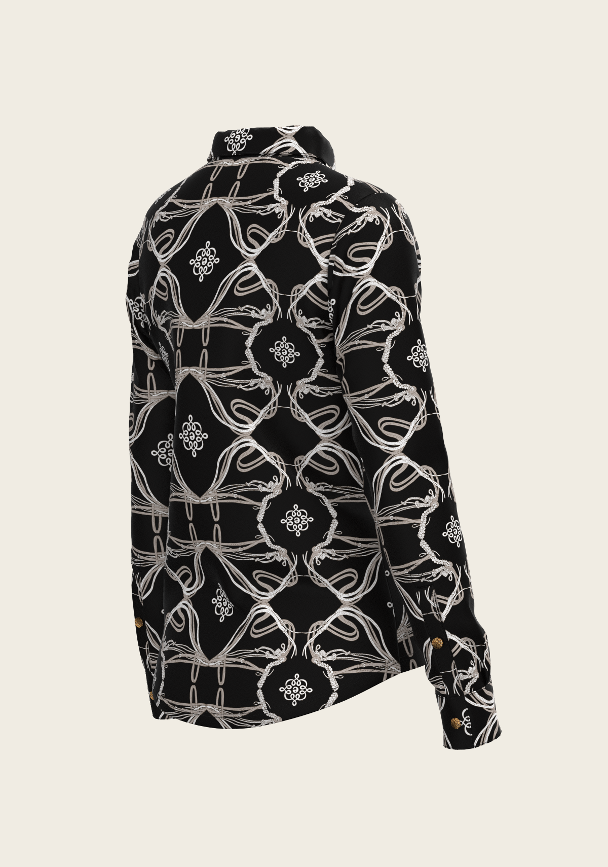Roped Bridles on Black Ladies Button Equestrian Shirt