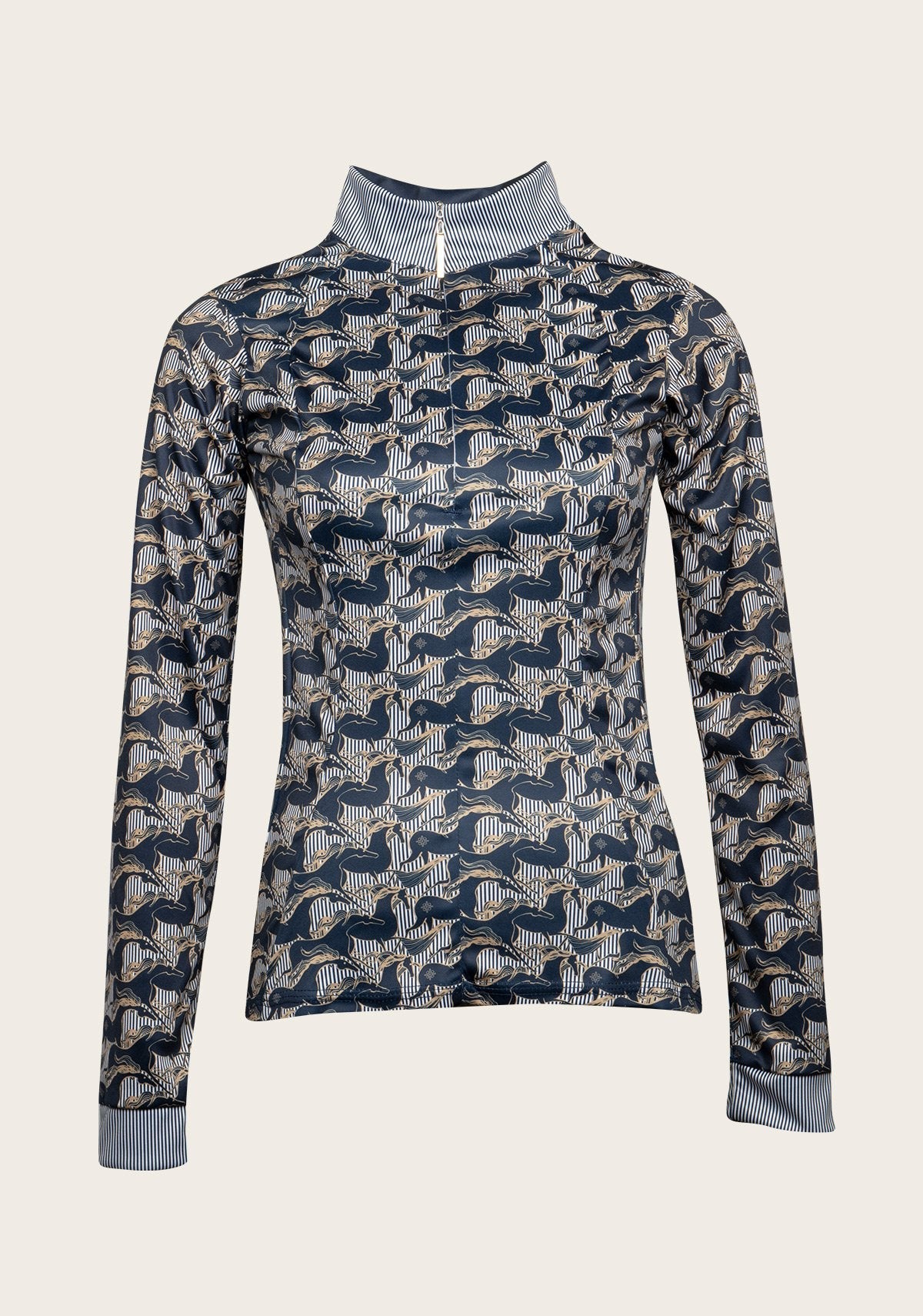 Espoir Running Horses Navy Quarter Zip Sun Shirt