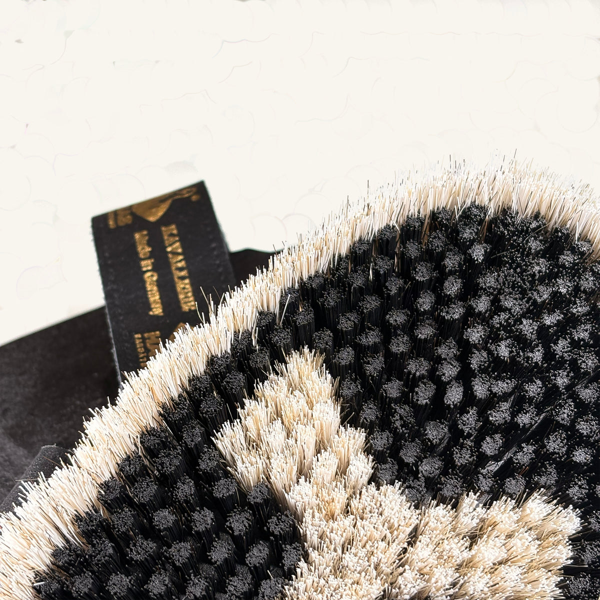 closeup of the bristle field of the haas kavallerie horse body brush