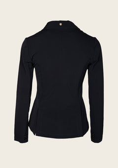 Back view of Espoir ultra-light show jacket showing tailored silhouette, smooth seam lines, and competition-ready styling.