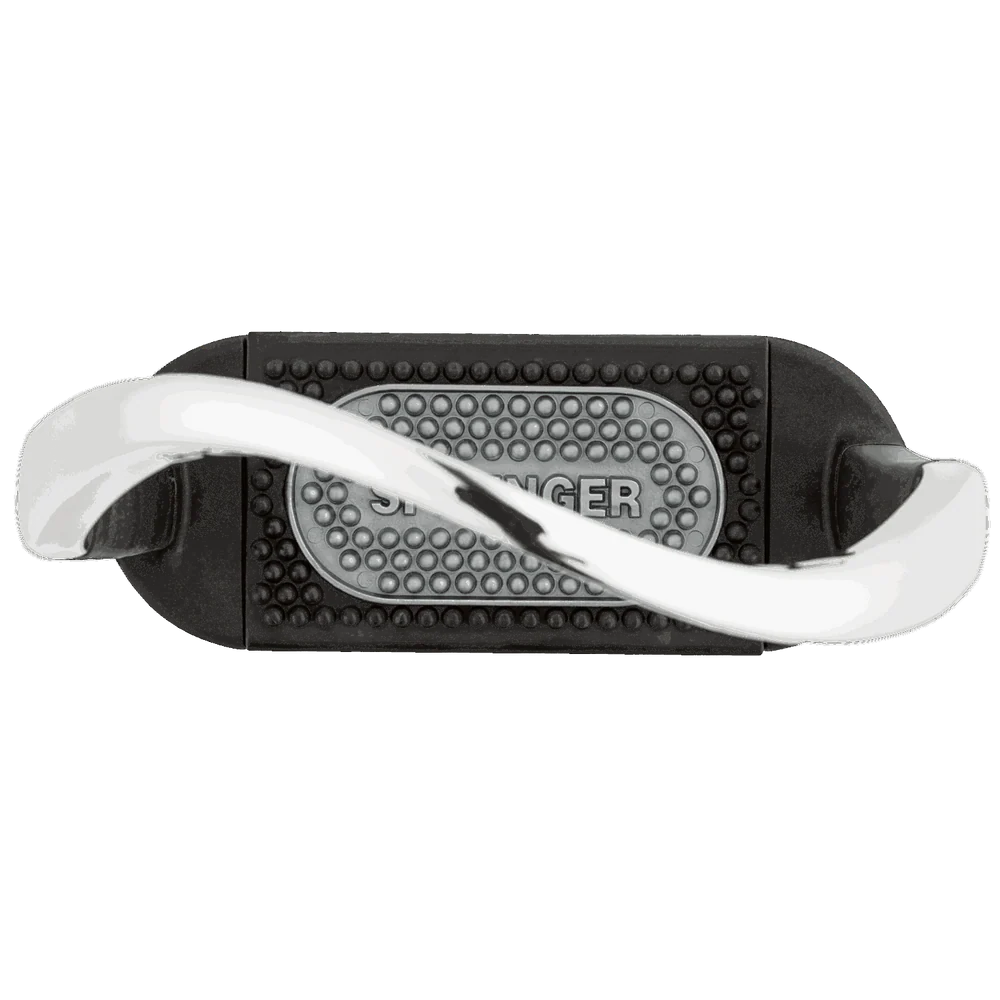 Herm Sprenger Flexcite Stirrups, Stainless Steel — With Grey/Black Pad, 4¾