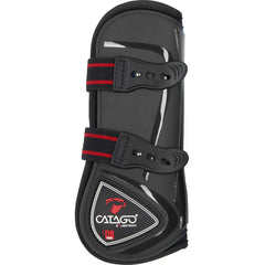 Black Catago® FIR-Tech Tendon Boots with ceramic-infused lining for horse leg protection and support during riding and training