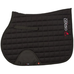 Black Catago® FIR-Tech All Purpose Saddle Pad with ceramic-infused lining and anatomical shape for horse comfort and everyday riding