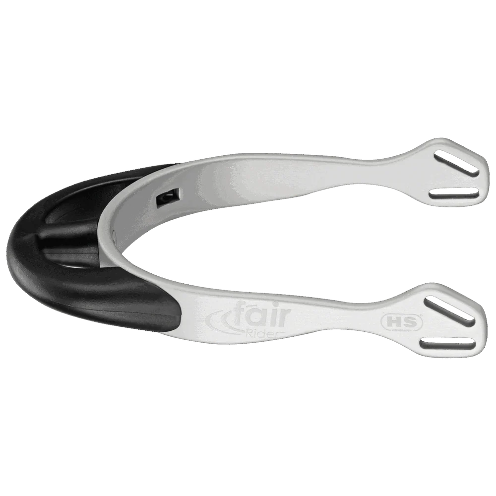 Herm Sprenger FairRider Spurs – 25mm Rounded Neck, Silver Aluminum with Black Neck