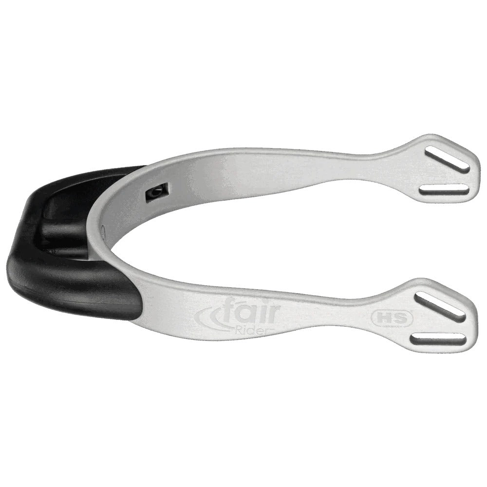 Herm Sprenger FairRider Spurs – 20mm Flat Neck, Silver Aluminum with Black Neck