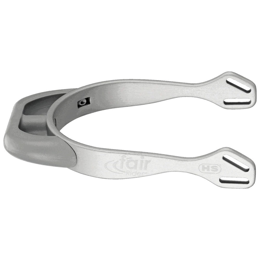Herm Sprenger FairRider Spurs – 20mm Flat Neck, Silver Aluminum with Silver Neck
