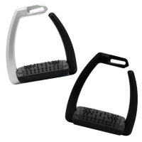 Herm Sprenger Aero stirrups, black and silver/black variants shown side by side