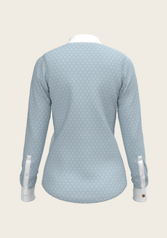 Back view of Espoir Full Circle equestrian shirt highlighting seamless fit, lightweight UV-protective fabric, and refined silhouette – proudly South African design