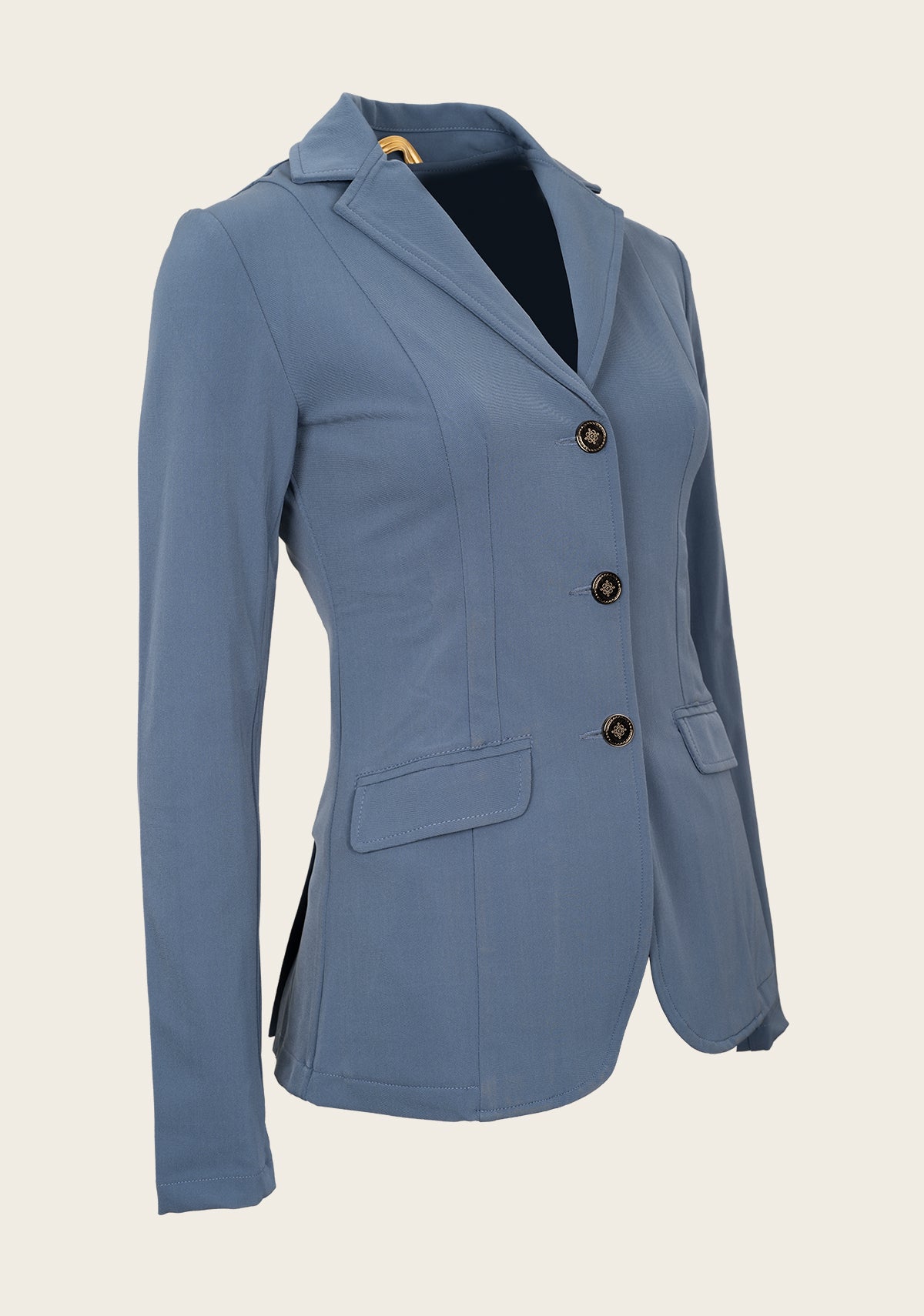 Side profile of Espoir show jacket showing contoured fit, sleeve button detail, and breathable technical fabric.