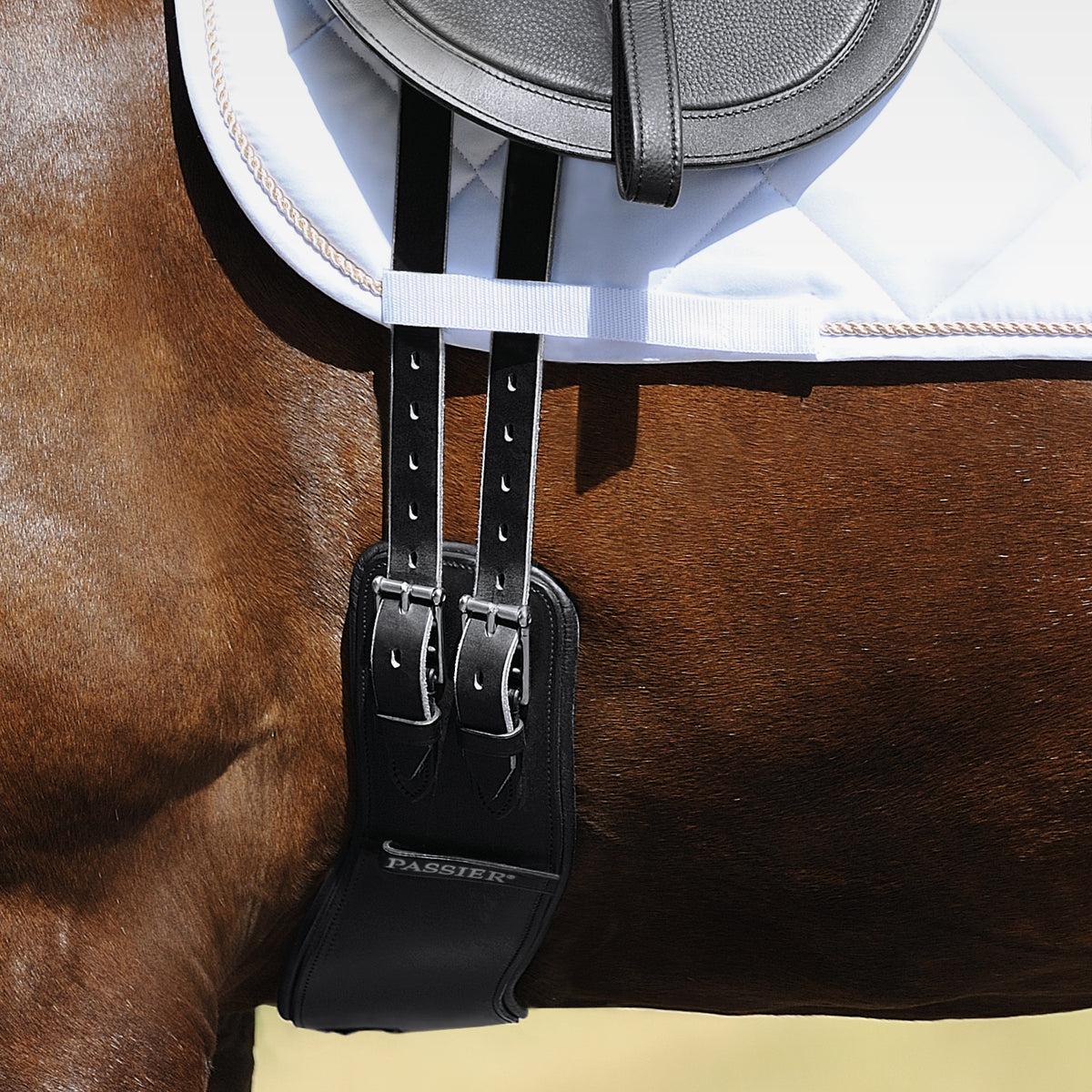 Cintura Da Sella Passier Dressage In Pelle Nera Con Scollo A Gomito E Grip Antiscivolo - Modello 52172 - Foto 1