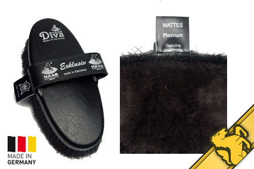 diva horse brush with lamb skin