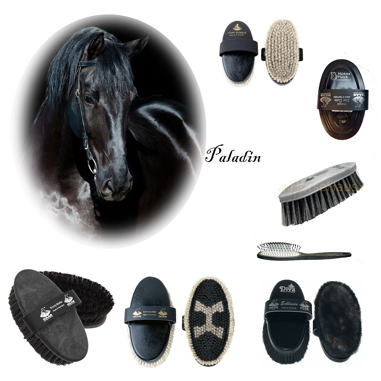 grooming set for black horses